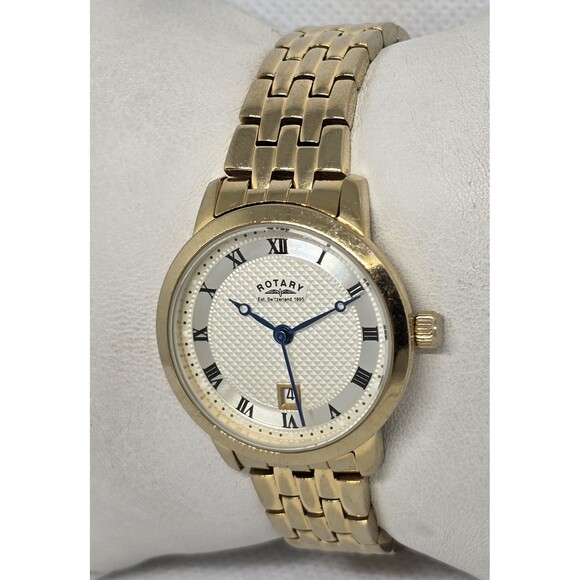 Women\'s Rotary Classic Round Date Gold Tone Link Bracelet Watch LB42827/40 12